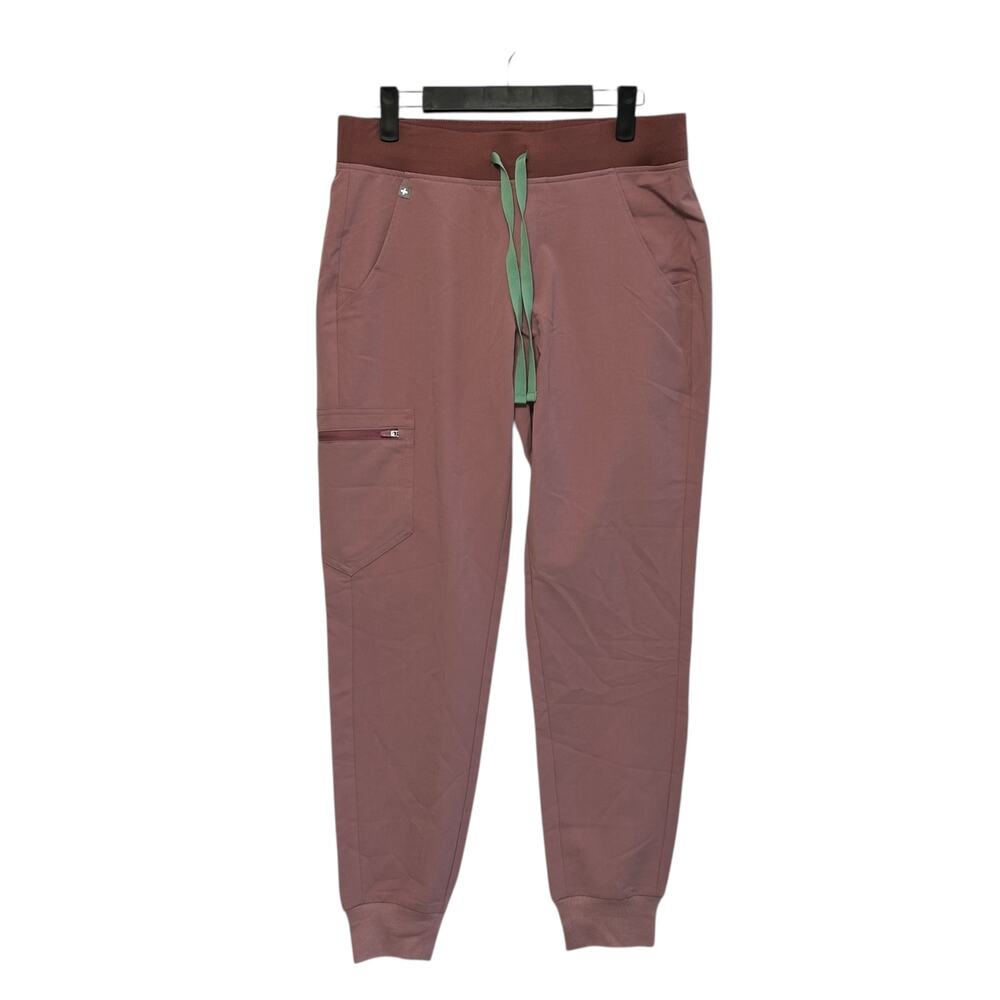 Figs Mauve Joggers with Green Drawstring